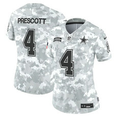 Women's Nike Dallas Cowboys #4 Dak Prescott 2024 Salute to Service Authentic Stitched NFL Jersey