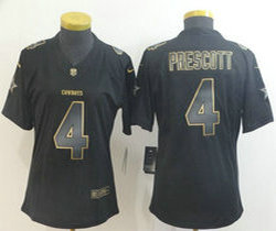 Women's Nike Dallas Cowboys #4 Dak Prescott Black Gold Vapor Untouchable Authentic Stitched NFL jersey