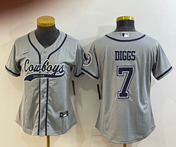 Women's Nike Dallas Cowboys #7 Trevon Diggs Gray Joint Authentic Stitched baseball jersey