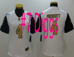 Women's Nike Dallas Cowboys #7 Trevon Diggs White Gold Thanksgiving jersey