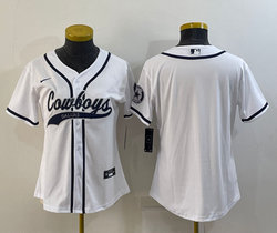 Women's Nike Dallas Cowboys Blank White Joint Authentic Stitched baseball jersey