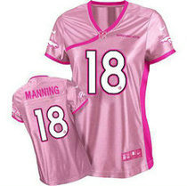 Women's Nike Denver Broncos #18 Peyton Manning Pink Be Luv'd Authentic Stitched NFL Jersey