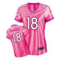 Women's Nike Denver Broncos #18 Peyton Manning Pink New Be Luv'd Authentic Stitched NFL Jersey