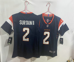Women's Nike Denver Broncos #2 Pat Surtain II Navy 2024 Authentic Stitched NFL Jersey