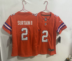 Women's Nike Denver Broncos #2 Pat Surtain II Orange Throwback 2024 Authentic Stitched NFL Jersey