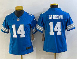 Women's Nike Detroit Lions #14 Amon-Ra St. Brown Blue 2024 F.U.S.E. Jersey