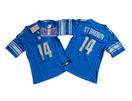 Women's Nike Detroit Lions #14 Amon Ra St Brown Blue 2023 F.U.S.E. With 2024 Super Bowl (LVIII ) patch Jersey