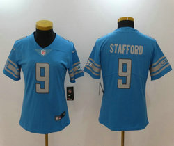 Women's Nike Detroit Lions #9 Matthew Stafford Blue Vapor Untouchable Stitched NFL Jersey