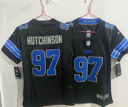 Women's Nike Detroit Lions #97 Aidan Hutchinson Black 2024 Authentic Stitched NFL Jersey