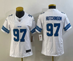 Women's Nike Detroit Lions #97 Aidan Hutchinson White 2023 F.U.S.E. Authentic Stitched NFL Jersey