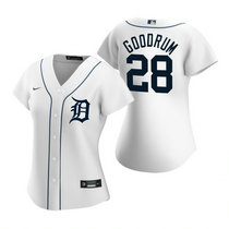 Women's Nike Detroit Tigers #28 Niko Goodrum White Game Authentic Stitched MLB Jersey