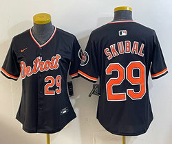 Women's Nike Detroit Tigers #29 Tarik Skubal Black 29 front 2026 Authentic Stitched MLB Jersey