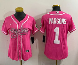 Women's Nike Green Bay Packers #1 Micah Parsons Pink Joint baseball jersey