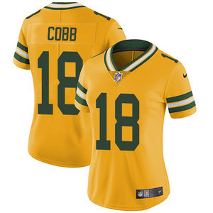 Women's Nike Green Bay Packers #18 Randall Cobb Gold Authentic Stitched NFL Jersey