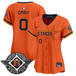 Women's Nike Houston Astros #0 Orbit Orange 2025 City Stitched MLB Jersey