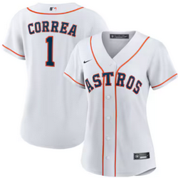 Women's Nike Houston Astros #1 Carlos Correa White Stitched MLB Jersey