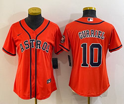 Women's Nike Houston Astros #10 Yuli Gurriel Orange with patch Authentic Stitched MLB Jersey