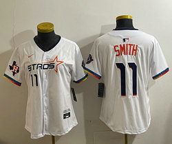 Women's Nike Houston Astros #11 Cam Smith White 4(IV) Joint Authentic Stitched MLB Jersey