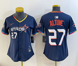 Women's Nike Houston Astros #27 Jose Altuve Blue 4(IV) Joint Authentic Stitched MLB Jersey