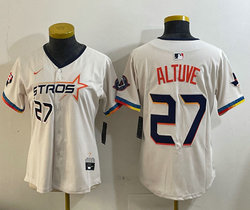 Women's Nike Houston Astros #27 Jose Altuve Cream 4(IV) Joint Stitched MLB Jersey