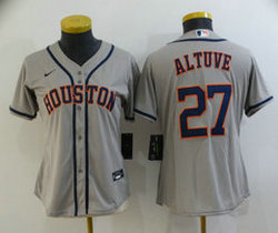 Women's Nike Houston Astros #27 Jose Altuve Gray Game Authentic Stitched MLB Jersey