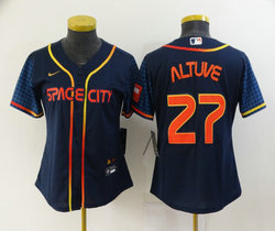 Women's Nike Houston Astros #27 Jose Altuve Navy 2022 City Game Authentic Stitched MLB Jersey