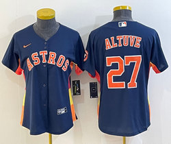 Women's Nike Houston Astros #27 Jose Altuve Navy With patch Authentic Stitched MLB Jersey