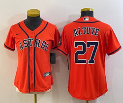 Women's Nike Houston Astros #27 Jose Altuve Orange with patch Authentic Stitched MLB Jersey
