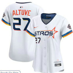 Women's Nike Houston Astros #27 Jose Altuve White 2025 City Stitched MLB Jersey