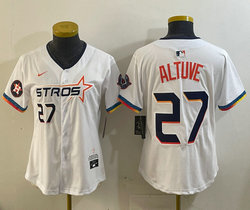 Women's Nike Houston Astros #27 Jose Altuve White 4(IV) Joint Authentic Stitched MLB Jersey