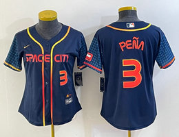 Women's Nike Houston Astros #3 Jeremy Pena Blue City Authentic Stitched MLB Jersey