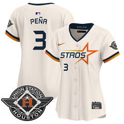 Women's Nike Houston Astros #3 Jeremy Pena Cream 2025 City Stitched MLB Jersey