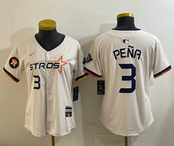 Women's Nike Houston Astros #3 Jeremy Pena Cream 3(III) 3 front Joint Stitched MLB Jersey