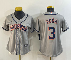 Women's Nike Houston Astros #3 Jeremy Pena Gray Authentic Stitched MLB Jersey