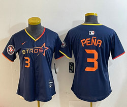 Women's Nike Houston Astros #3 Jeremy Pena Navy 3(III) Joint Authentic Stitched MLB Jersey