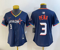 Women's Nike Houston Astros #3 Jeremy Pena Navy 4(IV) Joint Stitched MLB Jersey