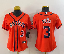 Women's Nike Houston Astros #3 Jeremy Pena Orange #3 IN Front Authentic Stitched MLB Jersey