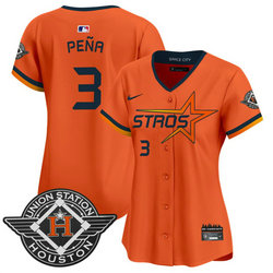 Women's Nike Houston Astros #3 Jeremy Pena Orange 2025 City Stitched MLB Jersey