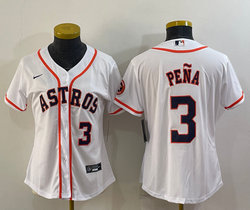 Women's Nike Houston Astros #3 Jeremy Pena White #3 IN Front Authentic Stitched MLB Jersey