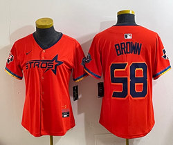 Women's Nike Houston Astros #58 Hunter Brown Orange 4(IV) Joint Stitched MLB Jersey