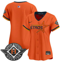 Women's Nike Houston Astros Blank Orange 2025 City Stitched MLB Jersey