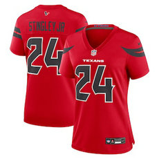 Women's Nike Houston Texans #24 Derek Stingley Jr 2024 Red Vapor Untouchable Authentic stitched NFL jersey