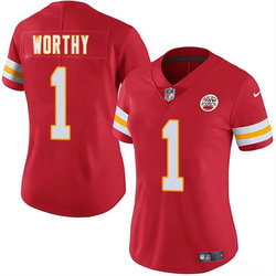 Women's Nike Kansas City Chiefs #1 Xavier Worthy Red 2024 Draft Football Jersey