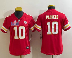 Women's Nike Kansas City Chiefs #10 Isiah Pacheco Red Vapor Untouchable With 2024 Super Bowl (LVIII ) patch Jersey