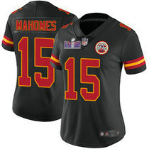 Women's Nike Kansas City Chiefs #15 Patrick Mahomes Black Vapor Untouchable With 2024 Super Bowl (LVIII ) patch Jersey