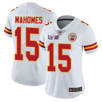 Women's Nike Kansas City Chiefs #15 Patrick Mahomes II White Vapor Untouchable With 2024 Super Bowl (LVIII ) patch Jersey