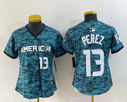 Women's Nike Kansas City Royals #13 Salvador Perez Teal 2023 All-Star Stitched Baseball Jersey