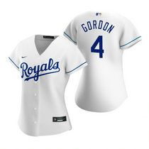 Women's Nike Kansas City Royals #4 Alex Gordon White Game Authentic Stitched MLB Jersey