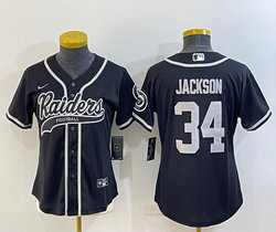 Women's Nike Las Vegas Raiders #34 Bo Jackson Black Joint Authentic Stitched baseball jersey
