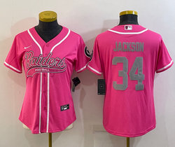 Women's Nike Las Vegas Raiders #34 Bo Jackson Pink Joint Authentic Stitched baseball jersey